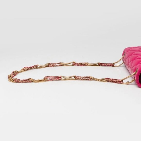 Chanel Fuchsia Quilted Lambskin Leather On and On Small Chain Flap Bag - Picture 3 of 10
